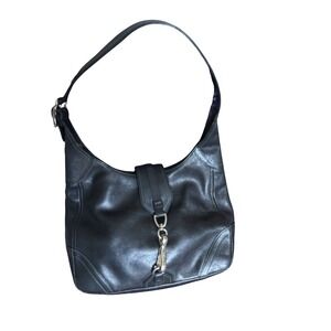 Coach Ergo Black Leather Hobo Shoulder Bag Contrast Stitch 8A67 Vintage